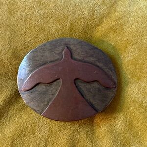 Vintage Oval Brass/Copper Belt Buckle with Bird Design